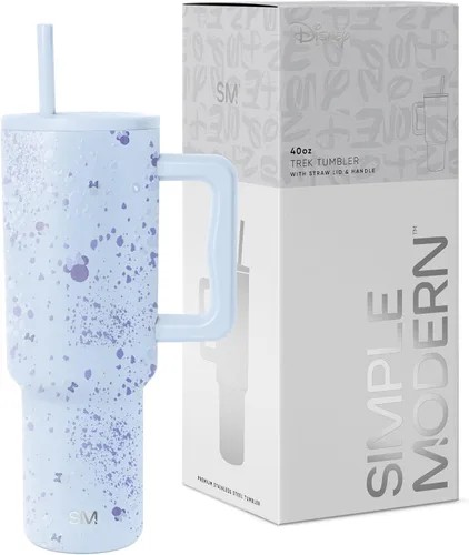 Vista 21 de Simple Modern Disney - Vaso de 40 onzas con asa y tapa con pajilla, botella de agua reutilizable aislada de acero inoxidable de viaje, regalos