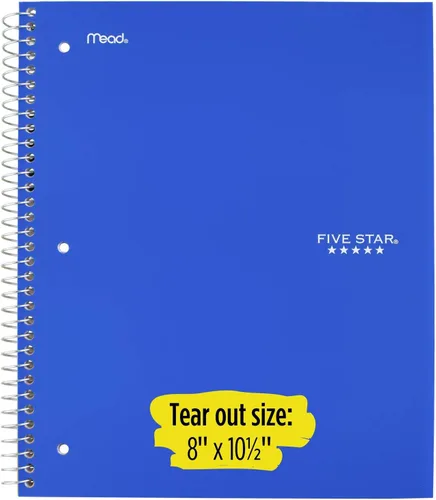 Vista 6 de Five Star Cuaderno de alambre, 1 materia, 100 unidades, regla ancha, azul rey (72023)