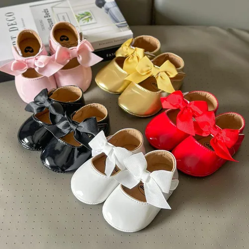 Vista 2 de Zapatos de bebé Mary Jane Flats antideslizantes con suela suave para bebés y niños pequeños, primeros caminantes, para fiestas, Navidad y vestidos