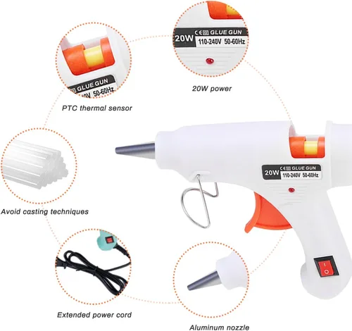 Vista 2 de Olla de pegamento caliente para manualidades con mini pistola de pegamento de 20 W y 40 varillas, macetas de pegamento para manualidades con diseño