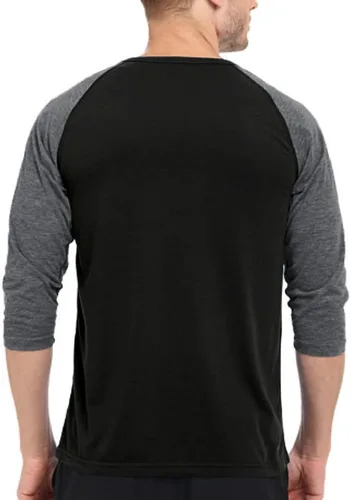 Vista 2 de GYMAPE Camisas Henley cónicas para hombre con manga raglán 34