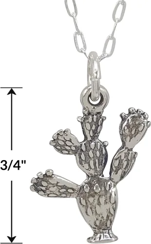 Vista 2 de Sterling Silver Prickly Pear Paddle Cactus 3D Charm Necklace, 18