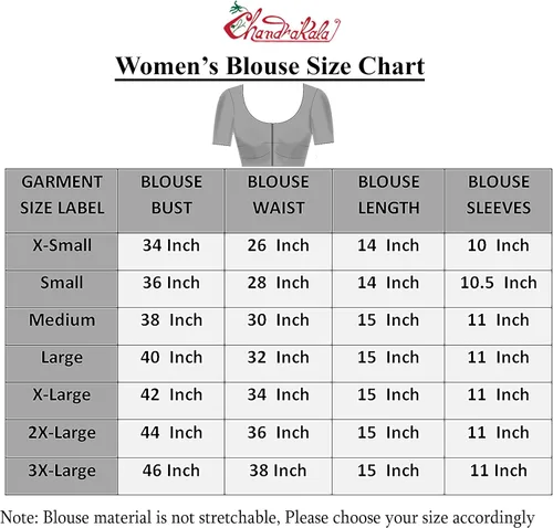 Vista 5 de Chandrakala Blusa corta con cuello en V para mujer, (B213-P)