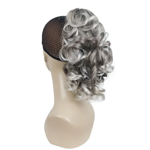 Vista 5 de Aimole Extensión de cola de caballo rizada con pinza de pelo medio largo de 12 pulgadas con clip (12TT26)