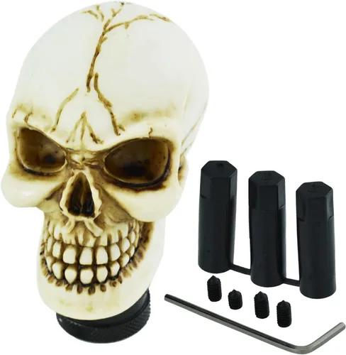 Vista 3 de Palanca de cambios con forma de calavera para palanca de cambios de velocidad, ajuste universal para la mayoría de los coches