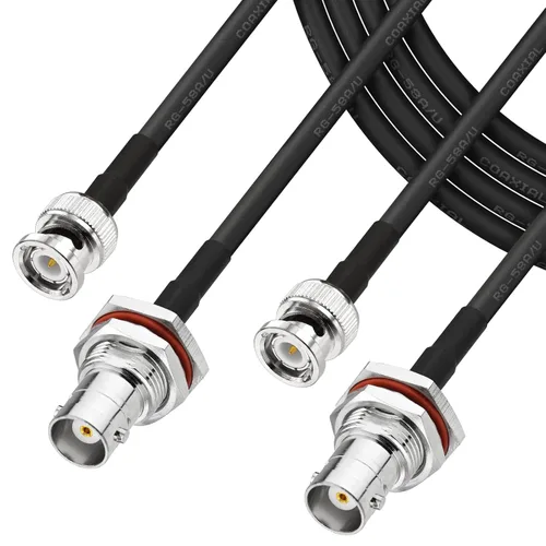 Vista 12 de Superbat Cable BNC RG58 BNC macho a hembra de 50 ohmios, cable coaxial de 2 pies, paquete de 2 Cable de extensión de antena de baja pérdida