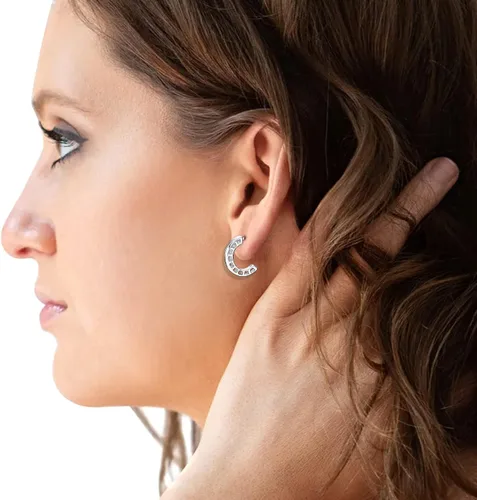 Vista 4 de LeCalla ALL Made of 925 Sterling Silver Jewelry SMALL C Hoops Italian Half Hoop Earrings for Women Teen