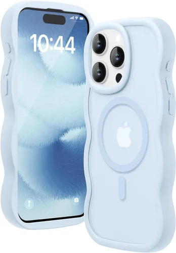 Vista 122 de Magsafe - Funda magnética para iPhone 12 Pro Max, compatible con Magsafe con marco ondulado, translúcido, mate, parte trasera dura, de silicona, a