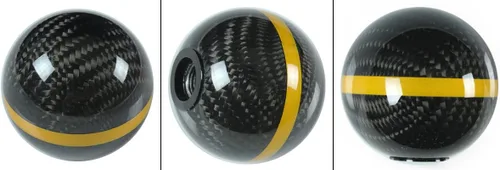 Vista 2 de JDM - Selector de perilla de palanca de cambios manual y automática de fibra de carbono con forma de bola redonda (dorado)