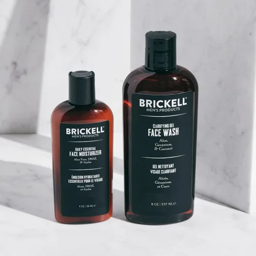 Vista 2 de Brickell Daily Essential Face Care Routine I, gel limpiador facial y loción hidratante facial, con ácido hialurónico, niacinamida y geranio