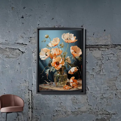 Vista 5 de Delicate Botanical Print, Iceland Poppies in Vase, Floral Oil Painting Print for Nature Wall Art, Wall Art, Art Print