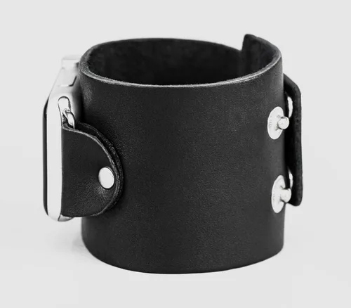 Vista 5 de Correa ancha de cuero compatible con Apple Watch de 1.496 in 1.575 in 1.614 in 1.654 in 1.732 in 1.772 in 1.811 in 1.929 in, hecho a mano UA 1105