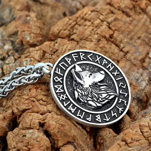 Vista 3 de Leprato Collar vikingo nórdico, amuleto de runa vikinga nórdica, dije de amuleto vikingo, regalo de joyería para hombres y mujeres