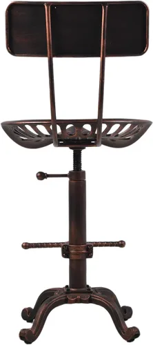 Vista 4 de Silla de respaldo ajustable de metal de diseño industrial Silla de tractor vintage taburete de barra de silla de montar cobre