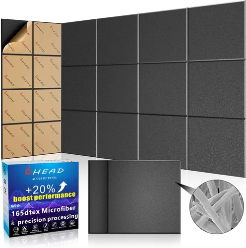 Vista 28 de Paneles Acústicos de Pared Grandes 47.2"x23.6"x1.57" Paquete de 4, Paneles de Prueba de Sonido DIY 3D con Ondas para Paredes, Paneles de Pared