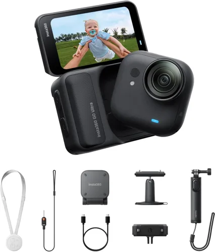 Vista 13 de Insta360 GO Ultra Lifestyle Bundle – Pequeña cámara de vlogging 4K, manos libres, cámara POV, sensor de 1/1.28 pulgadas, peso de 1.87 oz, 156° FOV