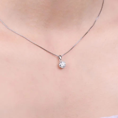 Vista 4 de JewelryPalace Collar redondo con colgante de moissanita solitario de 1 unidad, 2 quilates, 3 quilates, para mujer, plata de ley 925 con diamantes