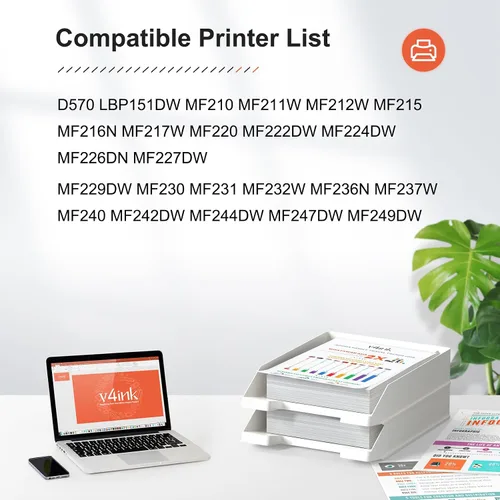 Vista 2 de v4ink Cartucho de tóner compatible 137 de repuesto para Canon 137 negro CRG137 para Canon D570 MF232W MF236N MF242DW MF212W MF216N MF244DW LBP151DW