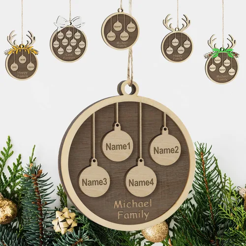 Vista 21 de Adornos de Navidad personalizados familiares de 1, 2, 3, 4, 5, 6, 7, 8, 9, 10, adornos de madera personalizados, decoraciones de Navidad, regalos