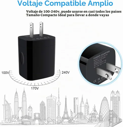 Vista 7 de Cargador tipo C, cargador de pared USB C PD de 20 W, bloque de carga rápida y Android de 6 pies Phone Charger Cable Compatible iPhone 16 15 Pro