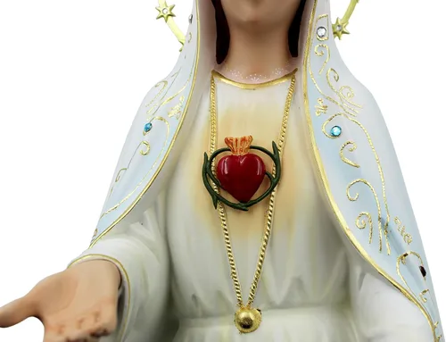 Vista 5 de Estatua religiosa pintada a mano del Sagrado Corazón de María de 32 pulgadas, fabricada en Portugal