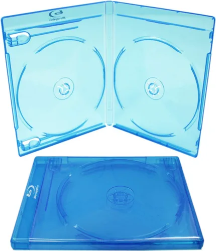Vista 2 de (5) Cajas de repuesto dobles azules estándar vacías para películas Blu-Ray Disc #BR2R12BL