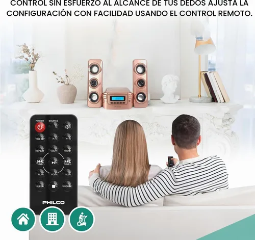 Vista 4 de Philco Stereo Shelf Systems - Sistema compacto de estante de CD con radio estéreo FM digital, tecnología inalámbrica Bluetooth y control remoto