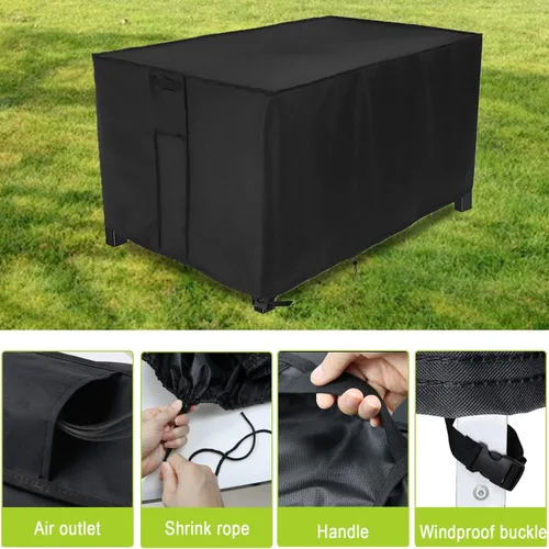 Vista 3 de Cubierta rectangular para fogata, impermeable, para mesa de fuego de gas propano al aire libre, 28 pulgadas de largo x 28 pulgadas de ancho x 24
