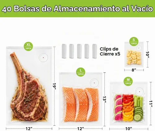 Vista 2 de URPOWER Bolsas selladoras al vacío reutilizables para almacenamiento