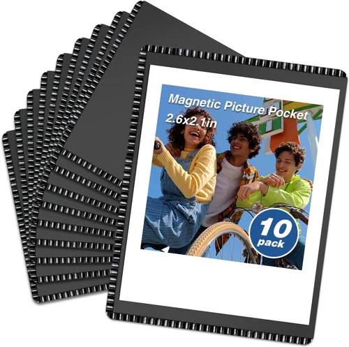 Vista 18 de CHUNNIAO Paquete de 24 imanes de fotos para refrigerador, más solución para mostrar tus fotos, 12 marcos de fotos para refrigerador y 12 hojas