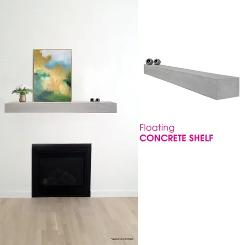 Vista 2 de Da Vinci Stone Craft Repisa de Chimenea Flotante de Hormigón Moderno Tipo Viga (72, Hormigón Gris)