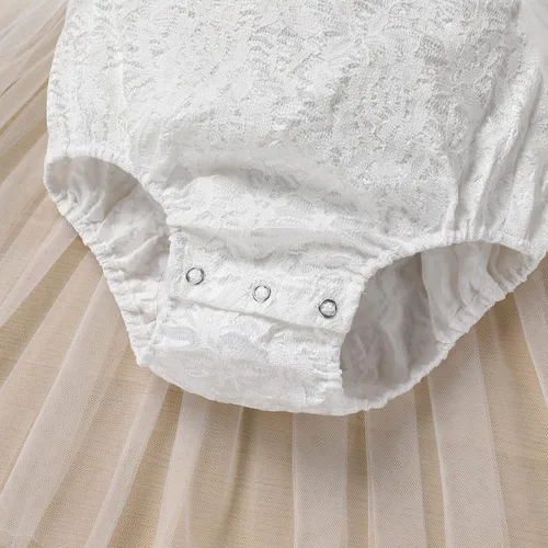Vista 104 de Traje de bebé niña primer cumpleaños traje de encaje tul mameluco princesa tutú vestido de un año cumpleaños pastel Smash fotografía ropa