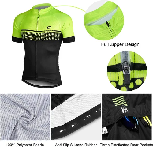 Vista 8 de LAMEDA Cycling Jersey Mens Short Sleeves Mountain Bike with Pockets Green