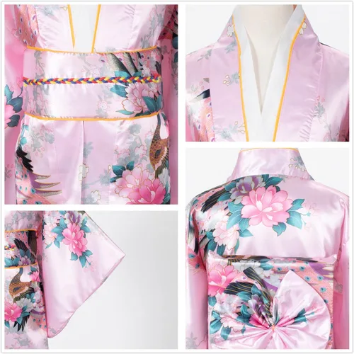 Vista 4 de Vestido tradicional japonés tipo kimono para niñas y niñas