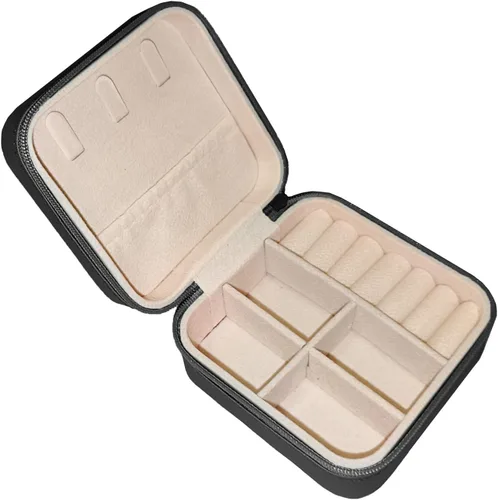 Vista 5 de Joyero pequeño de viaje, mini joyero portátil de cuero, organizador de anillos, estuche organizador de anillos, cajas de regalo para niñas