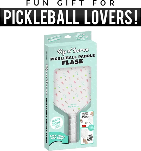 Vista 6 de GoSports Sip N' Serve Pickleball Paddle Flask (20 onzas) – Frasco de viaje con alcohol oculto – Divertido regalo de licor – Incluye embudo y boquilla