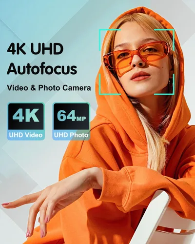 Vista 3 de Cámara digital 4K para fotografía, cámara de video de enfoque automático de 64 MP para YouTube con lente selfie, cámara de video compacta de viaje