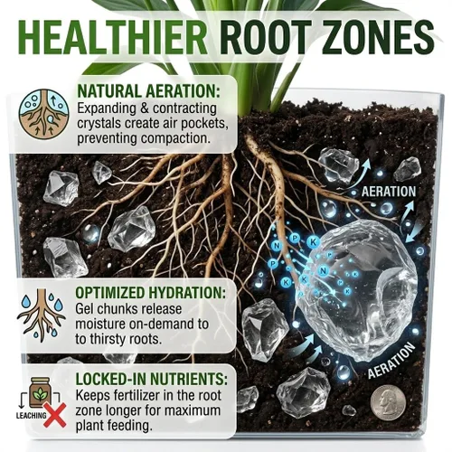 Vista 8 de Soil Vigor - Cristales absorbentes de agua de 50 libras, polímero superabsorbente de potasio (SAP) para césped, jardines y plantas en maceta