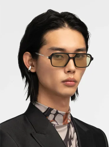 Vista 5 de Hycredi Lentes de sol planos estilo aviador retro de los años 70, gafas cuadradas vintage de moda para mujeres y hombres, diseño de metal, sombras