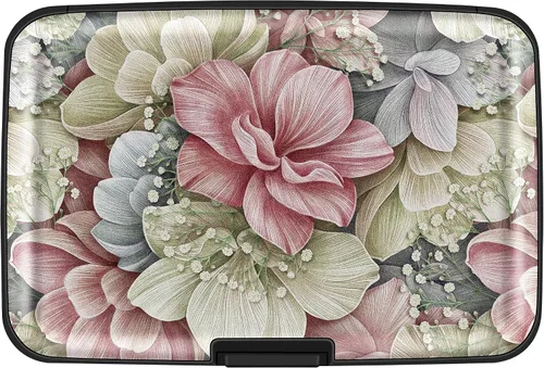 Vista 36 de Mayski Soporte para tarjetas de crédito, bloqueo RFID, funda rígida de aleación de aluminio, pequeña cartera de metal para mujeres y hombres