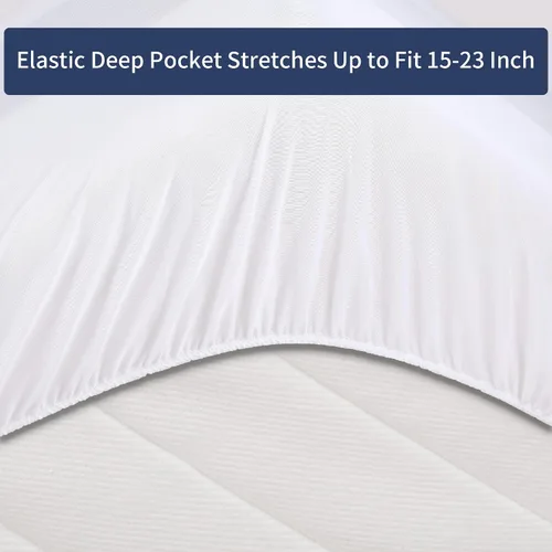 Vista 4 de HOMBYS Protector de colchón de aire tamaño Queen, funda de colchón de aire acolchada suave, transpirable y silenciosa con bolsillo profundo, se