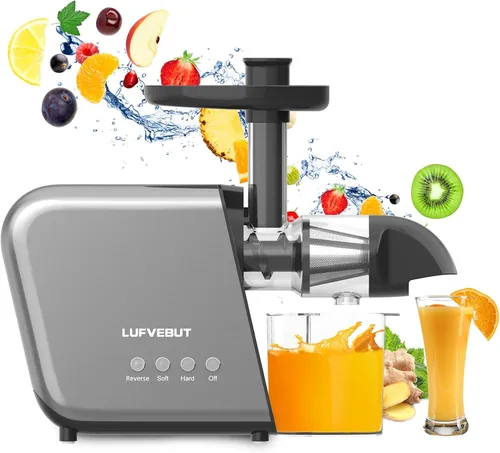 Vista 13 de Exprimidor de prensa en frío para naranja de apio, zanahoria, frutas y verduras, 250 W, máquina exprimidora lenta sin BPA, función inversa, fácil