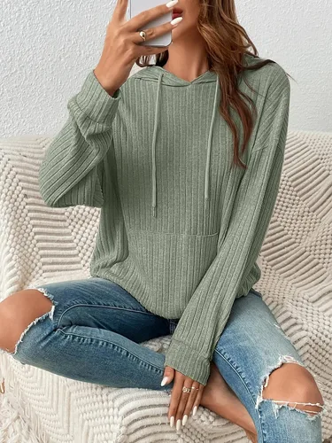 Vista 5 de SOLY HUX Sudaderas con capucha de manga larga con cordón para mujer, con bolsillo frontal