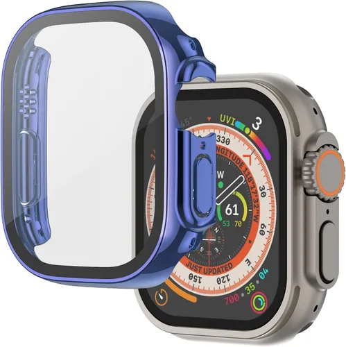 Vista 32 de Adepoy Paquete de 8 fundas con protector de pantalla de vidrio templado compatible con Apple Watch SE3 SE2 SE Series 6/5/4 de 1.575 pulgadas