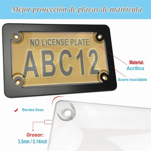 Vista 2 de FBJTDQ Marco de matrícula de motocicleta y cubierta protectora de burbujas