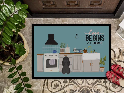 Vista 3 de Caroline's Treasures CK7775MAT - Felpudo de cocina de caniche negro de 18 x 27 pulgadas, tapete para puerta delantera, para interiores y exteriores