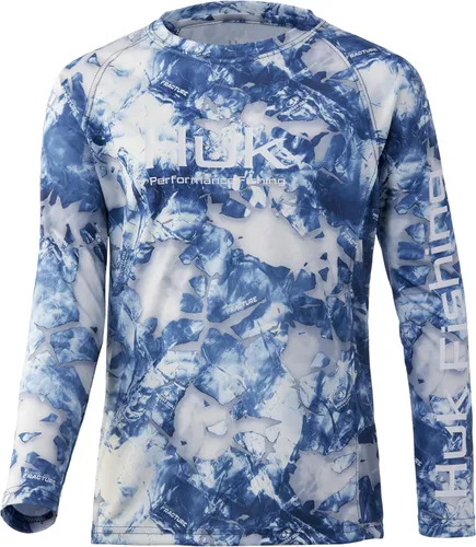 Vista 7 de HUK Camisa unisex de camuflaje Pursuit para niños Camisa de manga larga para niños Sotavento de roble musgoso