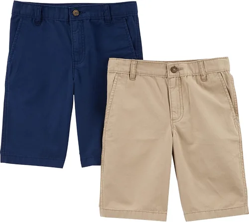 Vista 5 de Simple Joys by Carter's Boys' Flat Front Shorts, Pack of 2 Gris/Verde Menta Niño