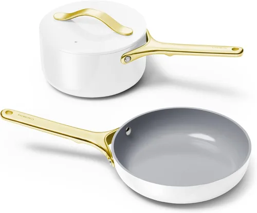 Vista 13 de Juego Mini de Utensilios de Cocina Caraway - Sartén Antiadherente de Cerámica (1.05 qt, 8") Cacerola (1.75 qt) y Estante de Almacenamiento - No