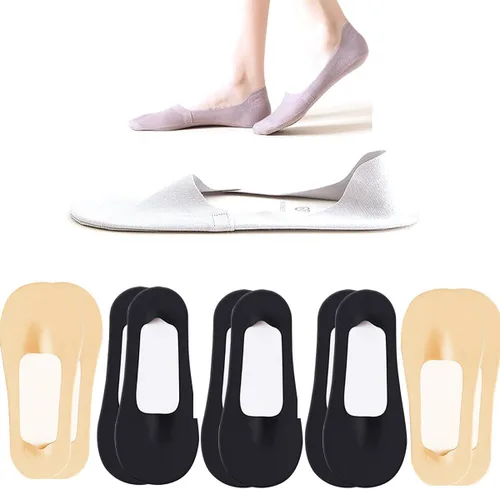 Vista 2 de fidragon Calcetines invisibles para mujer, de corte bajo, invisibles para zapatos planos y de vestir, calcetines con agarre antideslizante